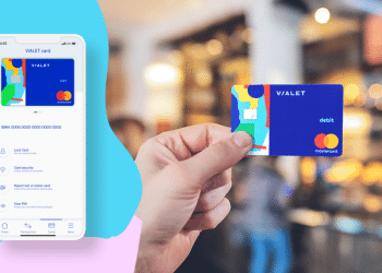 Banner de VIALET con texto promocional y gráfico de la plataforma de pagos para empresas.