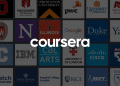 Collage de logotipos de universidades como Georgia Tech, Macquarie University, Princeton y otras, que ilustra las instituciones asociadas con Coursera.