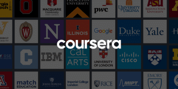 Collage de logotipos de universidades como Georgia Tech, Macquarie University, Princeton y otras, que ilustra las instituciones asociadas con Coursera.