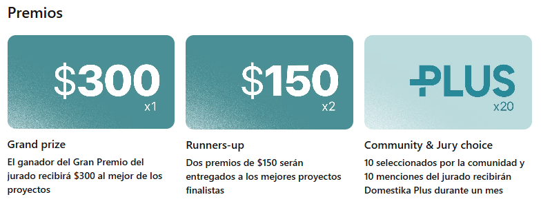 Gráfico de premios que muestra un gran premio de 0, dos premios de 0 y menciones de Domestika Plus.