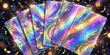 Cartas holográficas de Pokémon del 30 aniversario brillando
