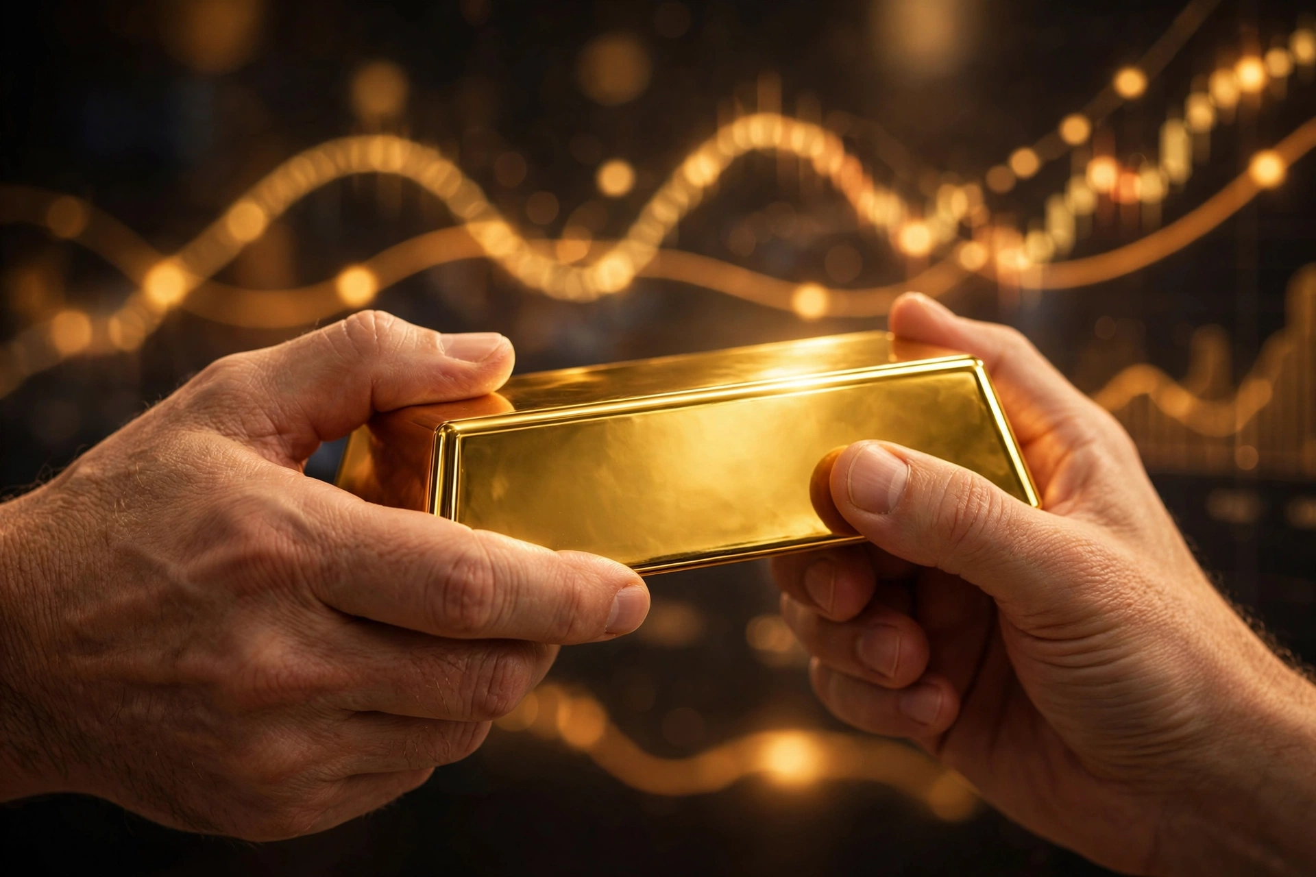 Gráfico del precio del oro subiendo durante un periodo de crisis económica mundial