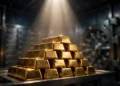 Gráfico del precio del oro subiendo durante un periodo de crisis económica mundial