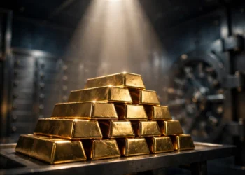 Gráfico del precio del oro subiendo durante un periodo de crisis económica mundial