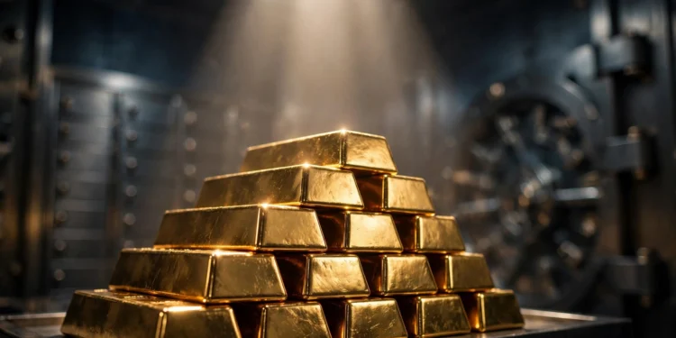 Gráfico del precio del oro subiendo durante un periodo de crisis económica mundial
