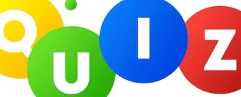 Letras QUIZ en círculos de colores sobre fondo blanco