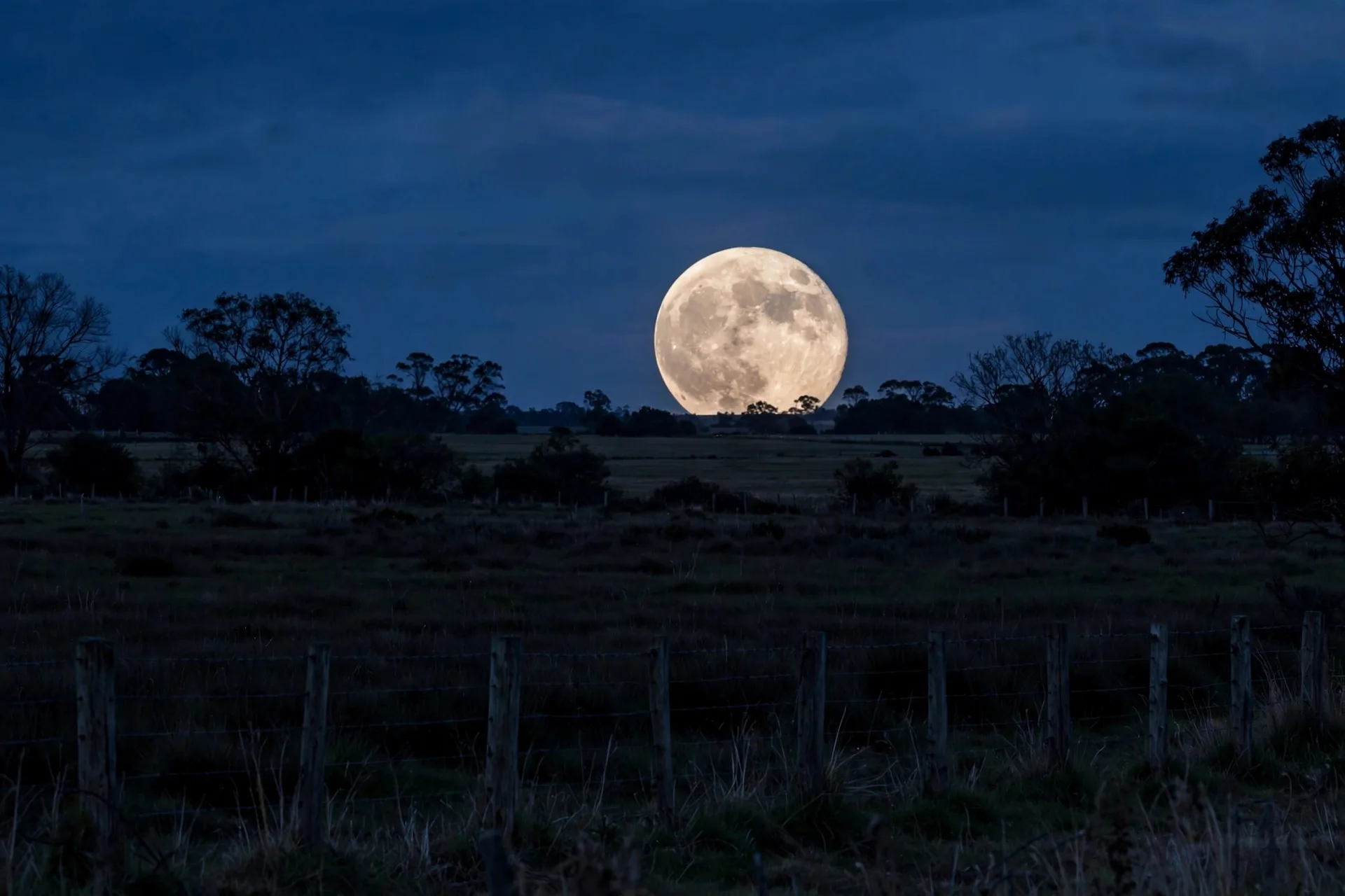 Luna llena gigante de la Luna del Cazador sobre un campo oscuro