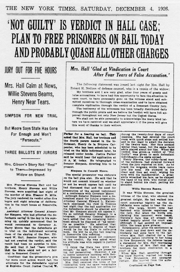 Portada del New York Times de 1926 sobre un famoso caso de asesinato real
