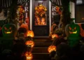 Decoraciones de Halloween en una tienda