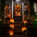 Fachada decorada con calabazas de Halloween