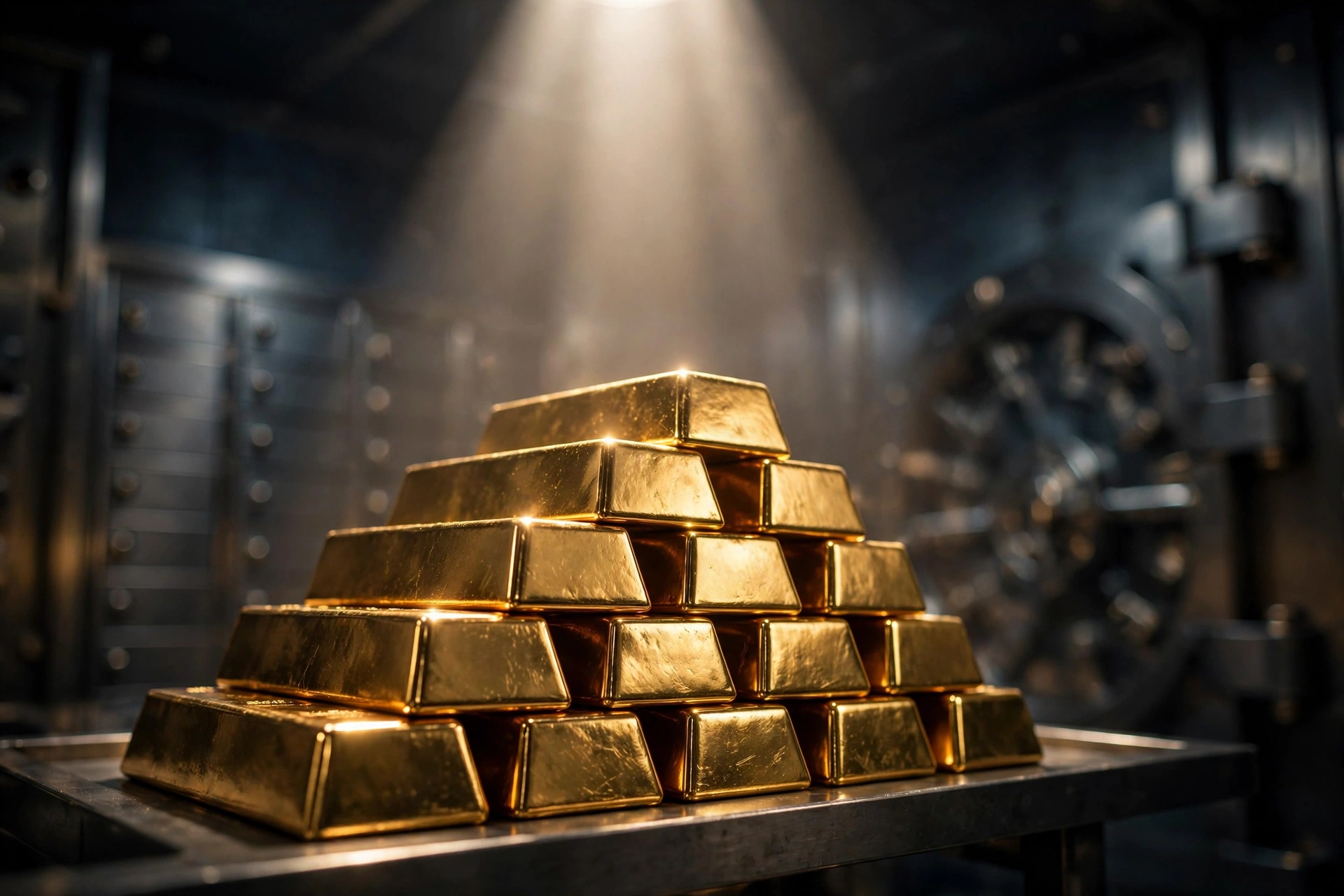 Lingotes de oro en bóveda bancaria