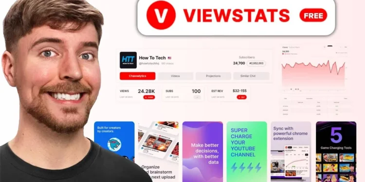 Miniatura promocional de ViewStats con panel de analíticas de YouTube